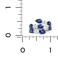 White Gold Sapphire and Diamond 3 Row Bypass Ring, white gold, Long's Jewelers