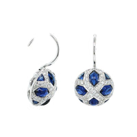 White Gold Sapphire and Diamond Drop Earrings, white gold, Long's Jewelers