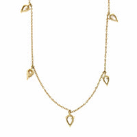 Yellow Gold 5 Pear Shape Diamond Station Necklace, yellow gold, Long's Jewelers