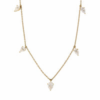 Yellow Gold 5 Pear Shape Diamond Station Necklace, yellow gold, Long's Jewelers
