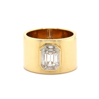 Yellow Gold Diamond Cluster Bezel Set Wide Ring, yellow gold, Long's Jewelers