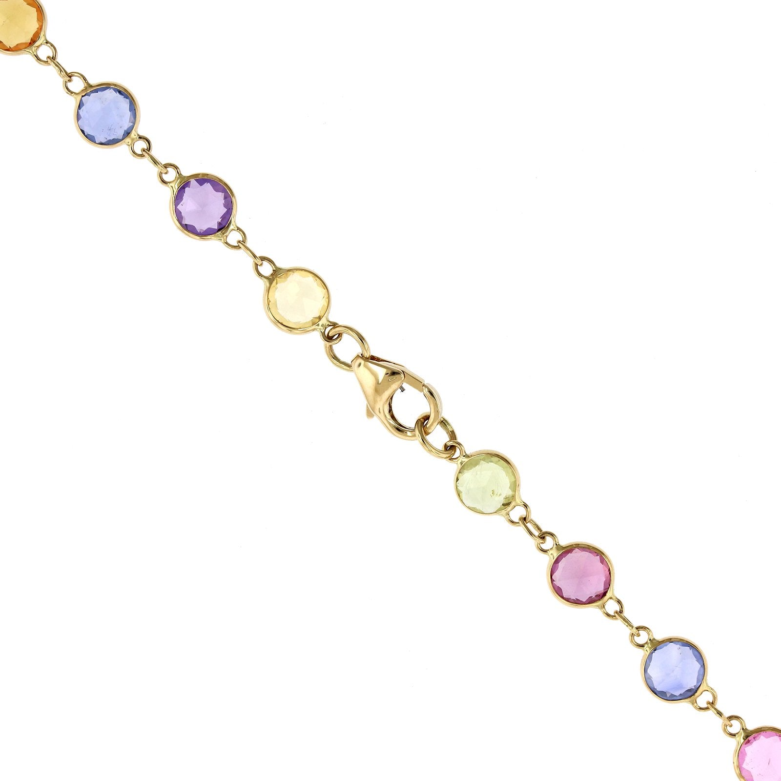Yellow Gold Multi Color Sapphire Lariat Necklace, yellow gold, Long's Jewelers