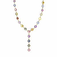 Yellow Gold Multi Color Sapphire Lariat Necklace, yellow gold, Long's Jewelers