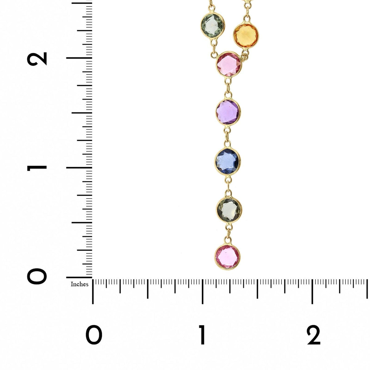 Yellow Gold Multi Color Sapphire Lariat Necklace, yellow gold, Long's Jewelers