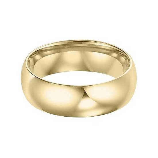 14K Yellow Gold Low Dome Wedding Band 6mm