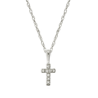 14K White Gold Child's Cross Necklace with Diamonds