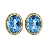 14K Yellow Gold Blue Topaz Earrings