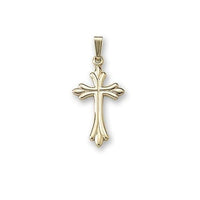 14K Yellow Gold Fleur de Lis Cross Pendant