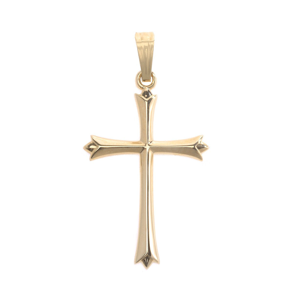 14K Yellow Gold Cross Pendant with Fluted Ends