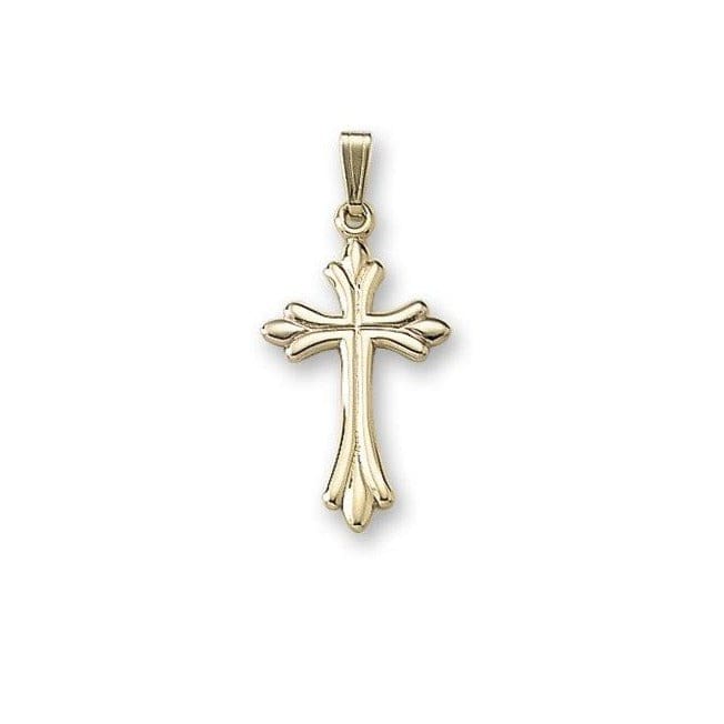 14K Yellow Gold Fleur de Lis Cross Pendant