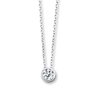 14K White Gold Diamond Bezel Necklace
