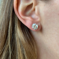 14K White Gold 3 Prong Diamond Stud Earrings
