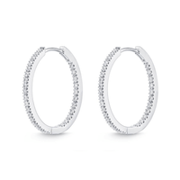 18K White Gold Diamond Hoops
