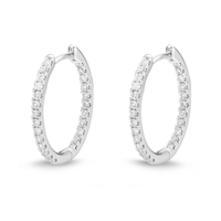 18K White Gold Diamond Hoops
