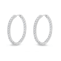 18K White Gold Diamond Hoops