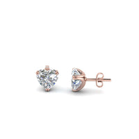 18K Rose Gold Heart Shape Diamond Stud Earrings