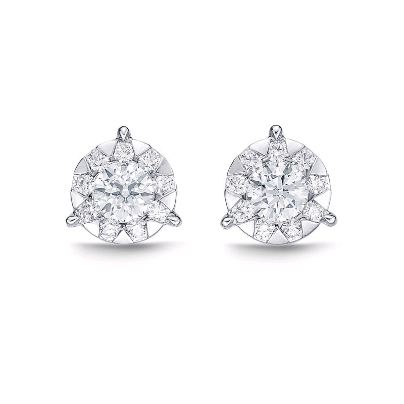 18K White Gold Diamond Bouquet Earrings