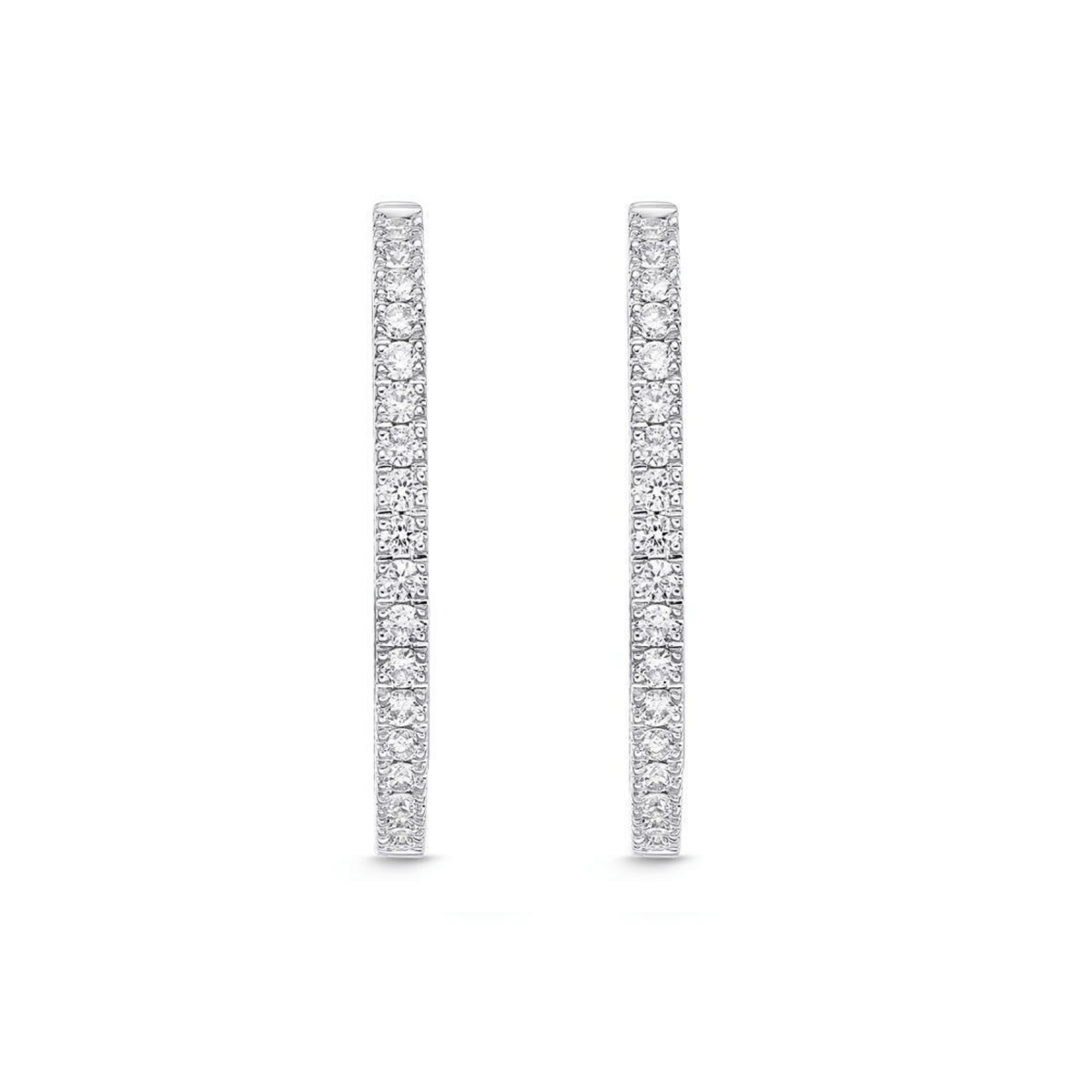 18K White Gold Diamond Hoops