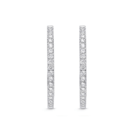 18K White Gold Diamond Hoops