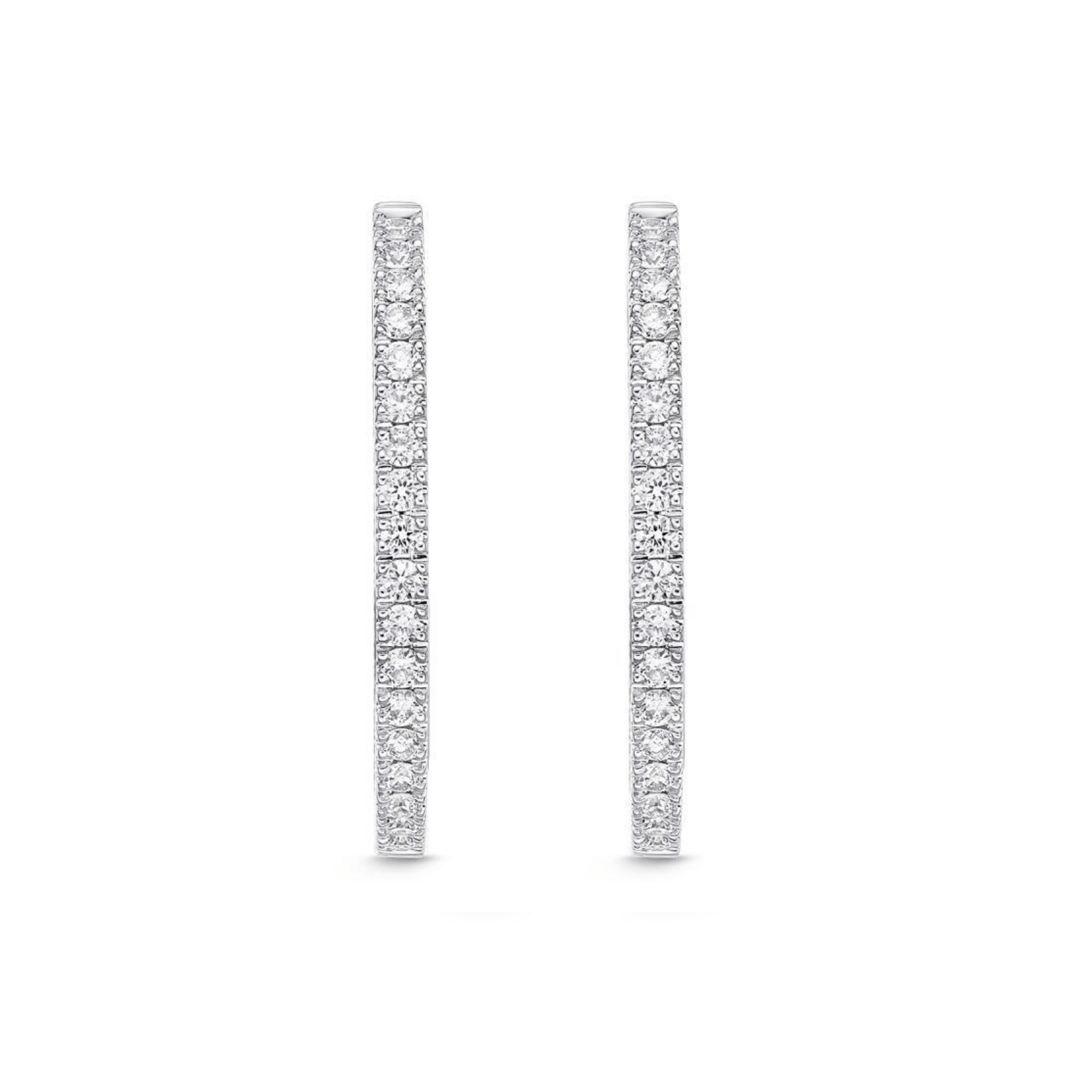 18K White Gold Diamond Hoops