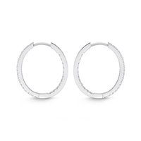 18K White Gold Diamond Hoops