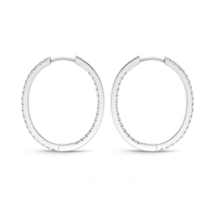 18K White Gold Diamond Hoops
