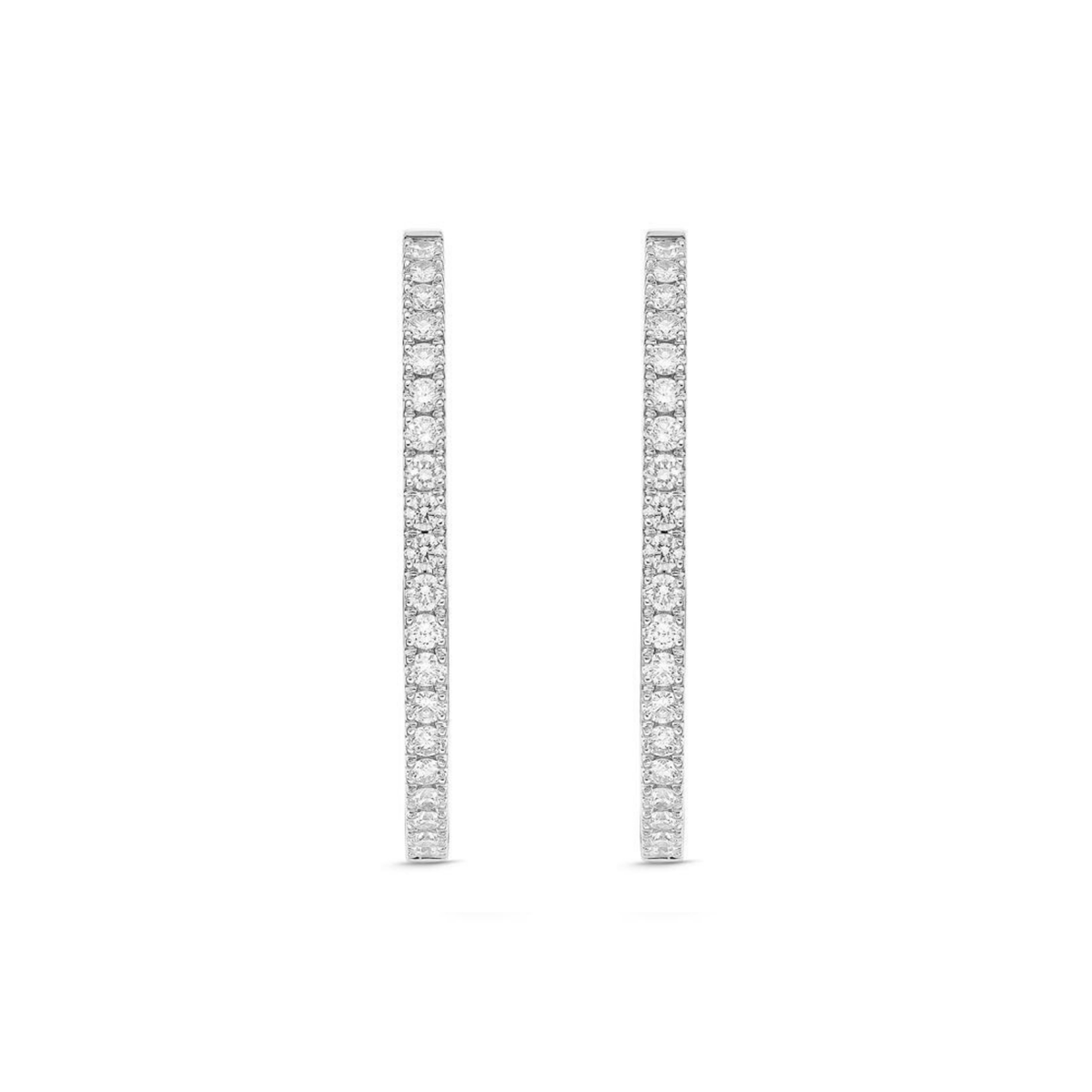 18K White Gold Diamond Hoops