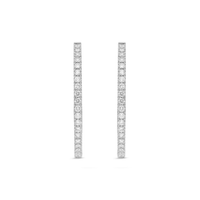 18K White Gold Diamond Hoops