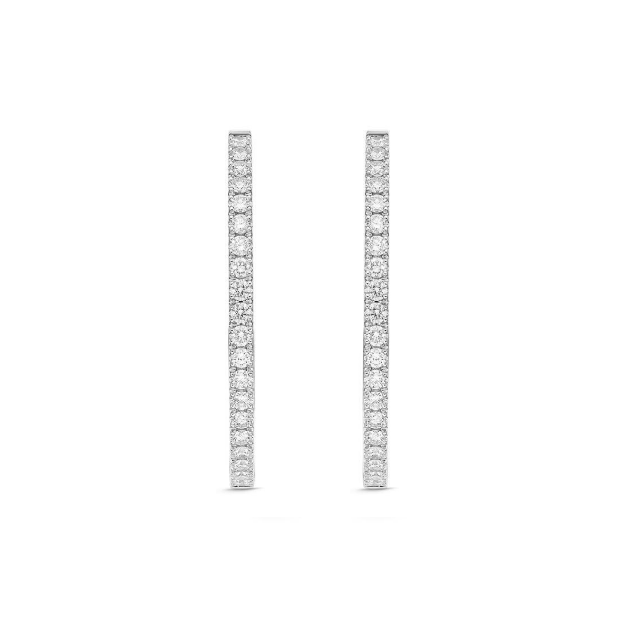 18K White Gold Diamond Hoops