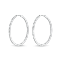 18K White Gold Diamond Hoops