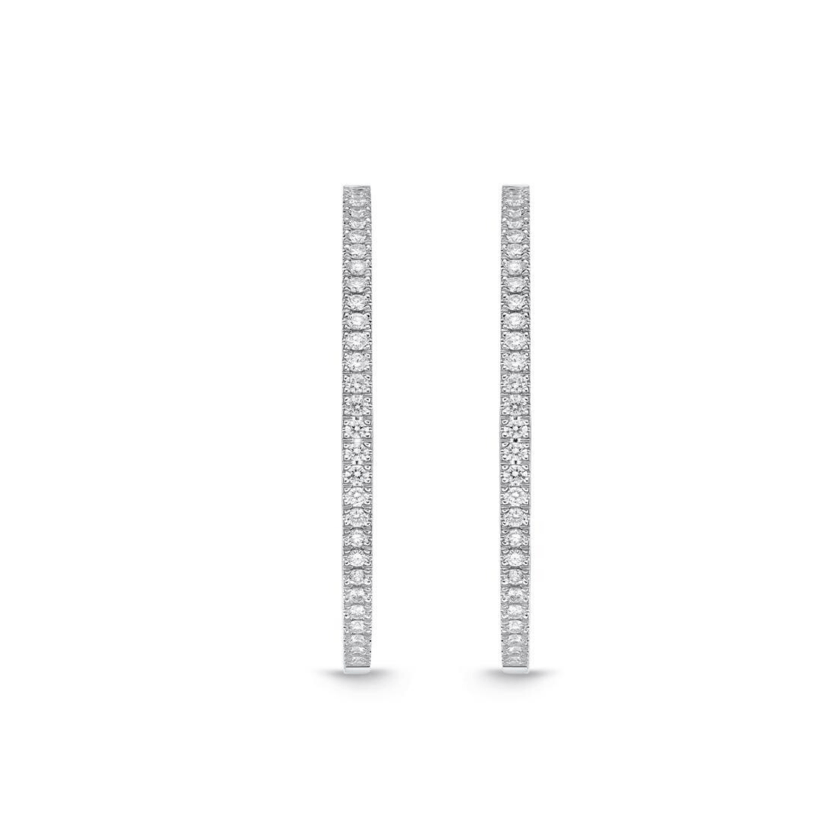 18K White Gold Diamond Hoops