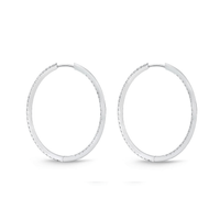 18K White Gold Diamond Hoops