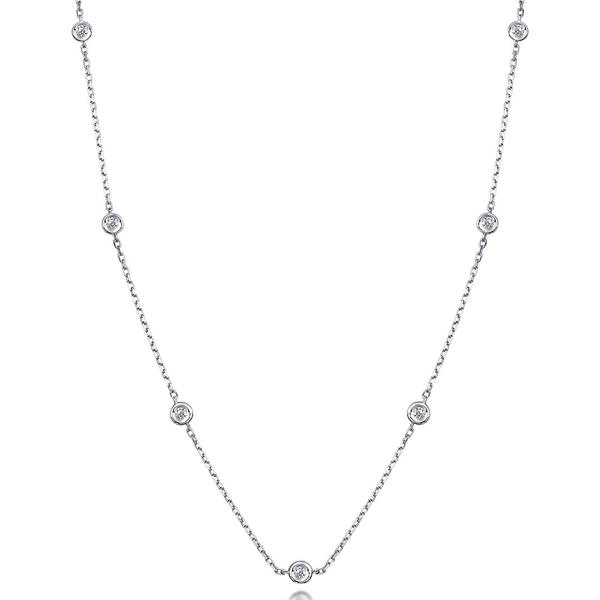 18K White Gold 7 Stone Diamond By The Yard Necklace