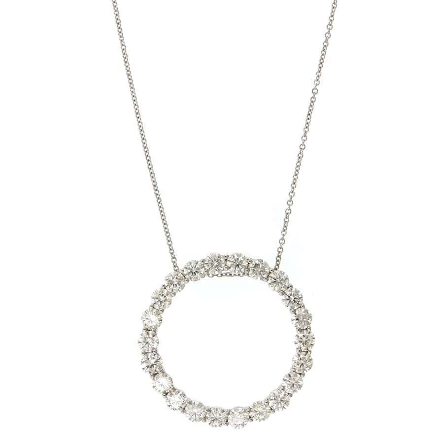 14K White Gold Diamond Circle Necklace