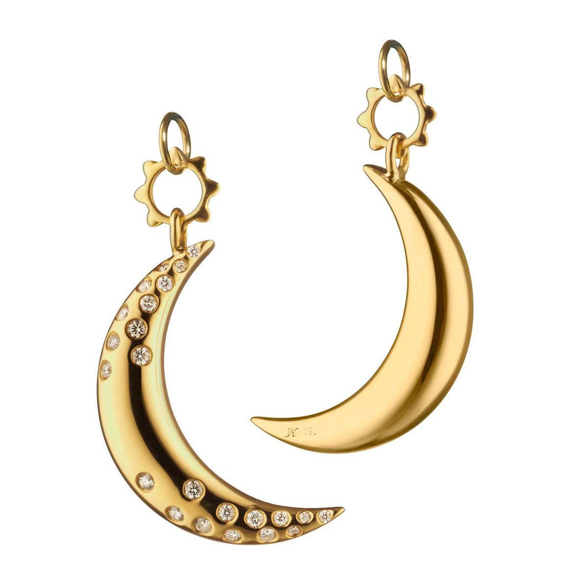 18K Yellow Gold Crescent Moon Charm with Diamonds