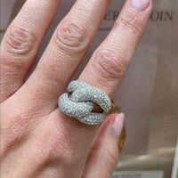 Roberto Coin 18K White Gold Wide Twist Pave Diamond Ring