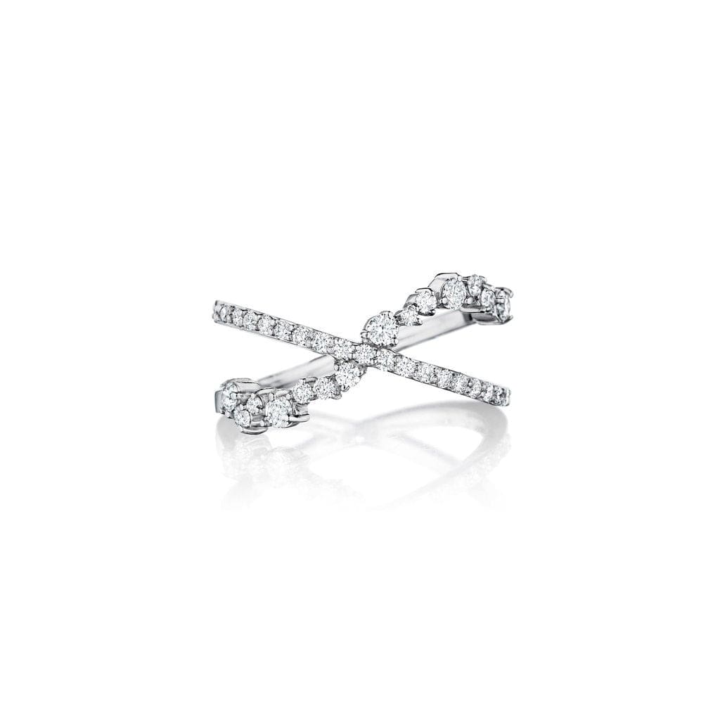 Penny Preville 18K White Gold Diamond Cluster Crossover Ring