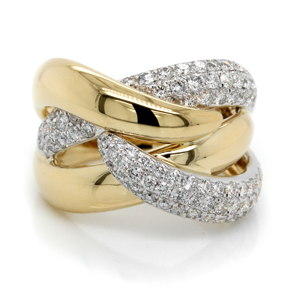 14K Yellow Gold Diamond Wide Ring