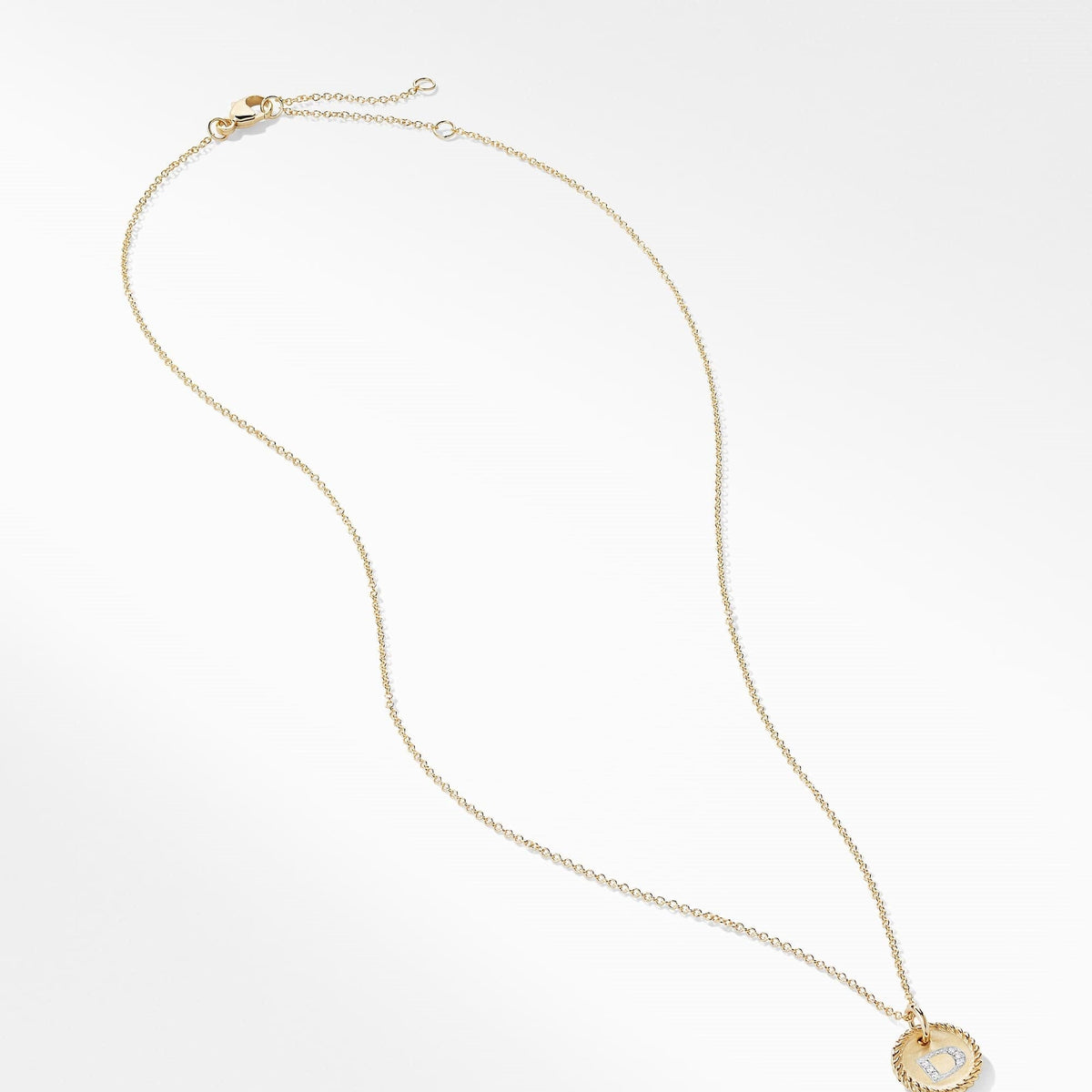 "D" Pendant with Diamonds in Gold on Chain