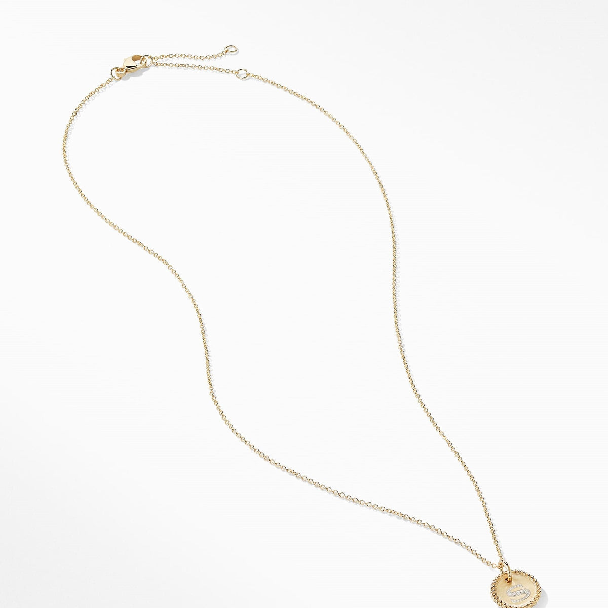 "S" Pendant with Diamonds in Gold on Chain