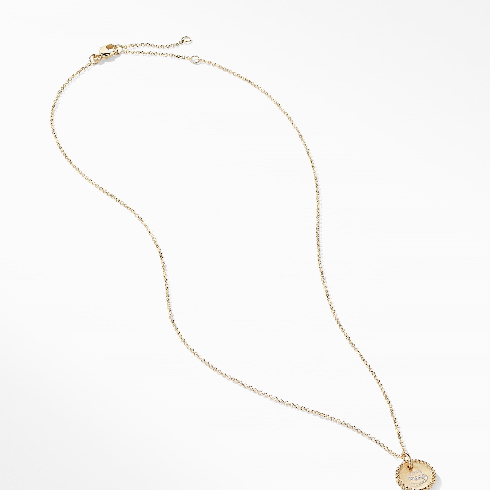"S" Pendant with Diamonds in Gold on Chain