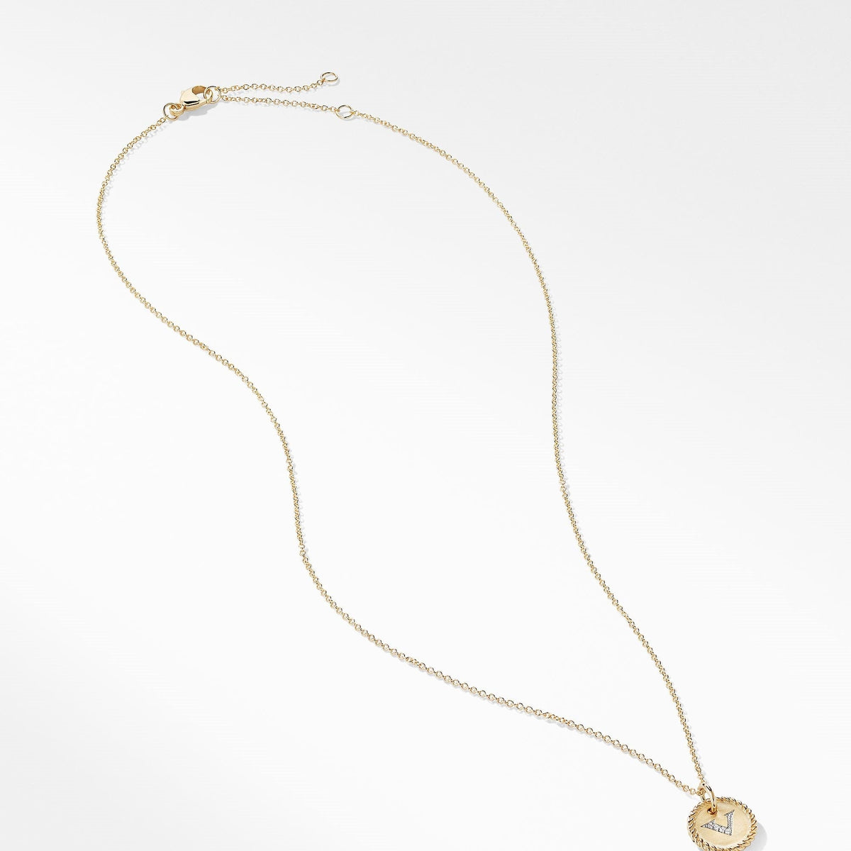 "V" Pendant with Diamonds in Gold on Chain
