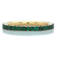 18K Yellow Gold Prong Set Emerald Eternity Band