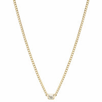 Zoe Chicco 14K Yellow Gold White Emerald Cut Diamond Necklace