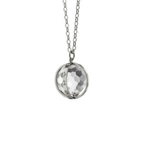 Sterling Silver Extra Large Carpe Diem Rock Crystal Charm Necklace