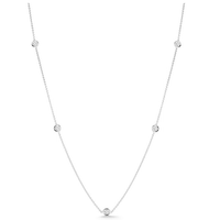 18K White Gold Bezel-Set Diamond Chain Necklace