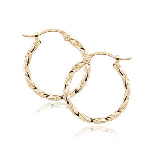14K Yellow Gold Medium Twisted Hoop Earrings