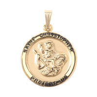 14K Yellow Gold Round St. Christopher Pendant