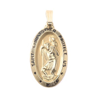 14K Yellow Gold Oval St. Christopher Pendant