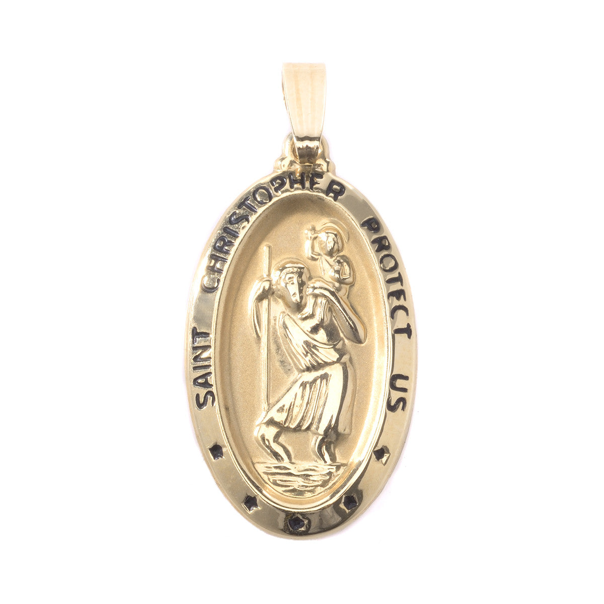 14K Yellow Gold Oval St. Christopher Pendant